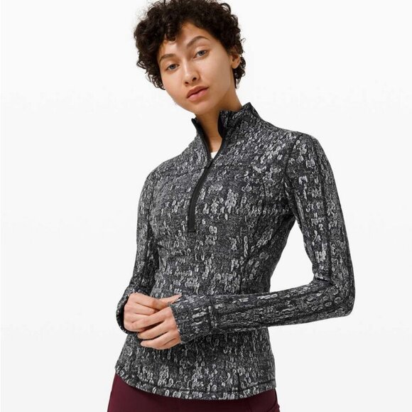 Lululemon Run Briskly 1/2 Zip, Eventide Jacquard Black Alpine White - Picture 1 of 5